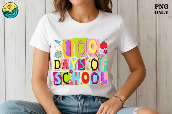 100 Days of School PNG Only Colorful
