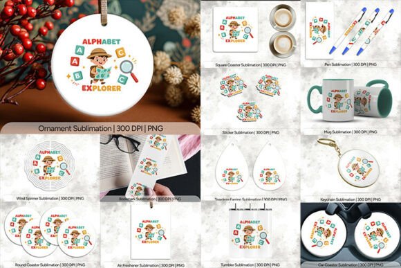 Alphabet Explorer Kids Sublimation PNG