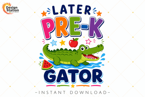 Cute Alligator School Design PNG