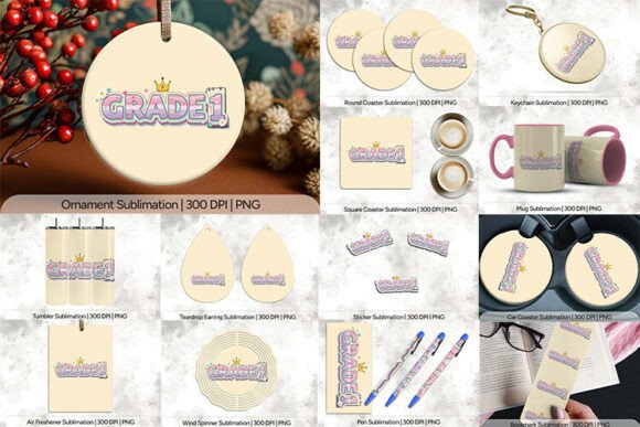 Grade 1 Cute Pastel Sublimation PNG