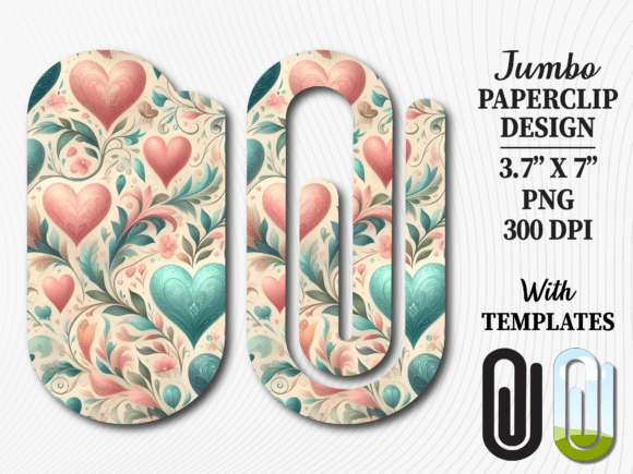 Heart Floral Pattern Jumbo Paperclip