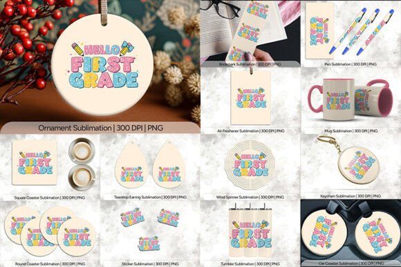 Hello First Grade Colorful Sublimation