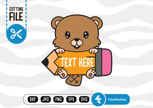 School Animal Name Frame, Beaver SVG