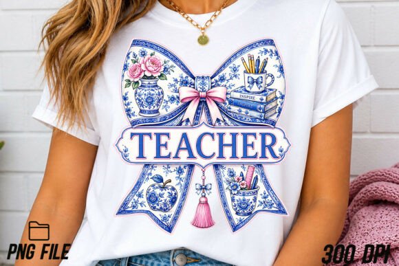 Teacher Chinoiserie Coquette Bow PNG